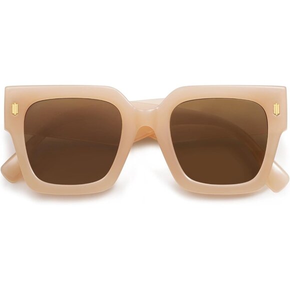 Women's Cream Luxury Large Vintage Oversized Square Eyes Protecting Sunglasses - Picture 4 of 7